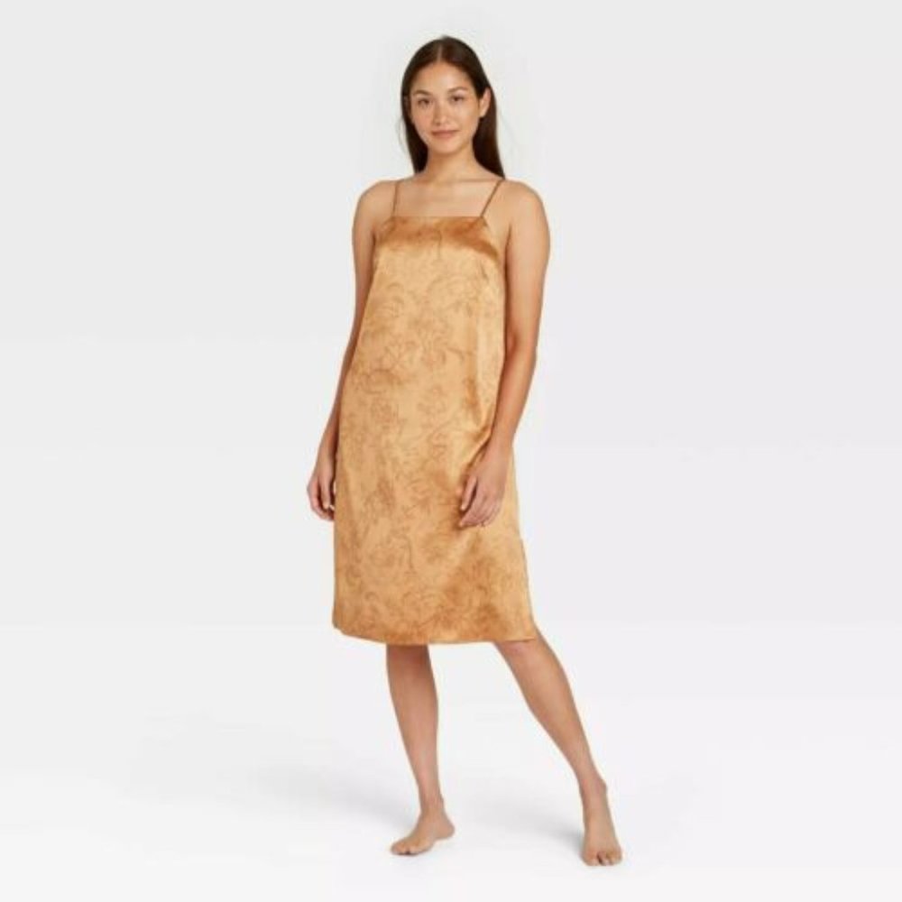 Women's Floral Print Satin Nightgown